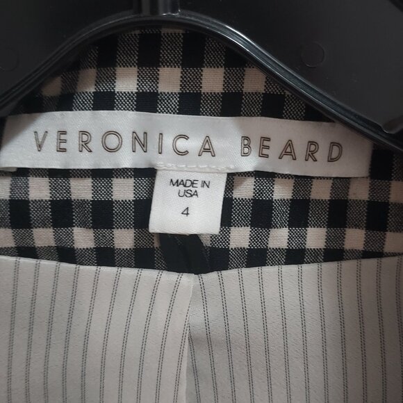 Veronica Beard Black White Gingham Embossed Button Blazer - Picture 3 of 9